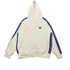 Needles Velour Track Hoodie Men's Small White Pullover Japanese Streetwear